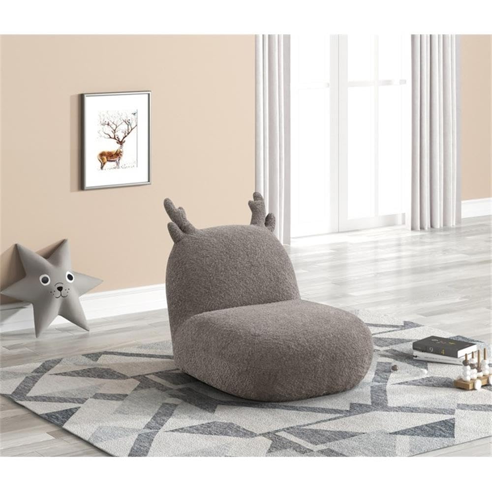 Lilola Home Weston 21.5' W Brown Chenille Deer-Shaped Kids Chair